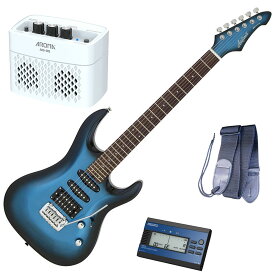 【セイコーチューナー＆アンプセット】AriaProII エレキギター MAC-STD MBS＋SAT10L＋ギターストラップ＋AG-05 WH