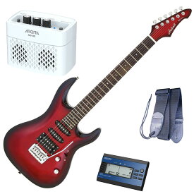 【セイコーチューナー＆アンプセット】AriaProII エレキギター MAC-STD MRS＋SAT10L＋ギターストラップ＋AG-05 WH