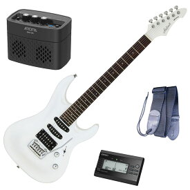 【セイコーチューナー＆アンプセット】AriaProII エレキギター MAC-STD PWH＋SAT10B＋ギターストラップ＋AG-05 BK