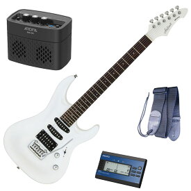 【セイコーチューナー＆アンプセット】AriaProII エレキギター MAC-STD PWH＋SAT10L＋ギターストラップ＋AG-05 BK