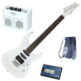 【セイコーチューナー＆アンプセット】AriaProII エレキギター MAC-STD PWH＋SAT10L＋ギターストラップ＋AG-05 WH