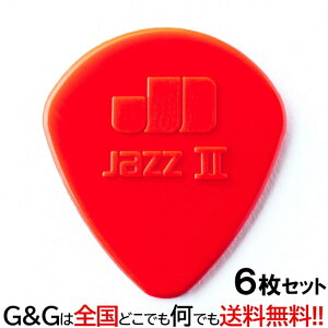 【6枚セット】ジムダンロップ ギターピック ナイロン ジャズ JAZZ2 RED 47R2N