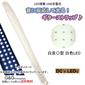 ディーシーズ エルイーディーズ 光るギターストラップ ホワイトレザー DC's LED's LED with Circles White
