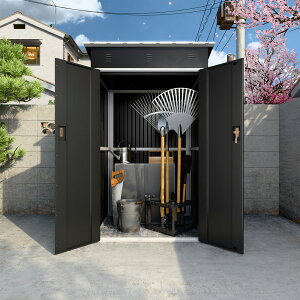 物置 室外収納庫 屋外倉庫 倉庫おしゃれ 庭収納 ブルー ブラック 幅123×奥行き125×高185cm 防水/耐侯/防UV 合金ドアノブ付き 換気付き 鍵付き ガーデン/庭/田畑/農場用 大容量