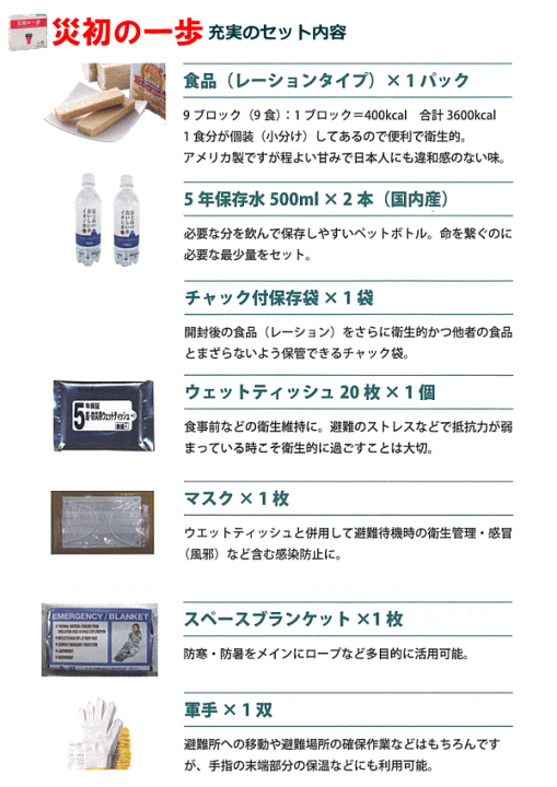 楽天市場】【非常持出袋】災初の一歩8個セット非常持出袋 帰宅困難者
