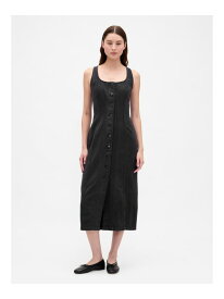 【SALE／71%OFF】(W)シーム フロントボタン ミディワンピース GAP ギャップ ワンピース・ドレス ジャンパースカート ブラック【RBA_E】【送料無料】[Rakuten Fashion]