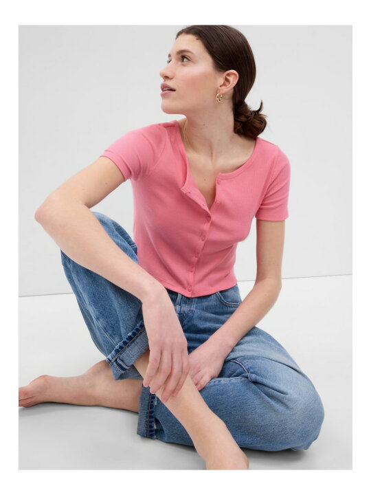 休み GAP ギャップ トップス ポロシャツ ブルー GAP ポロシャツ ピンク