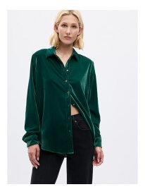 【SALE／59%OFF】(W)ベルベット ボーイフレンドシャツ GAP ギャップ トップス シャツ・ブラウス ブラック グリーン【RBA_E】【送料無料】[Rakuten Fashion]