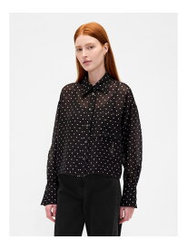 【SALE／69%OFF】(W)シアー ストレートヘム クロップドシャツ GAP ギャップ トップス シャツ・ブラウス ブラック【RBA_E】[Rakuten Fashion]