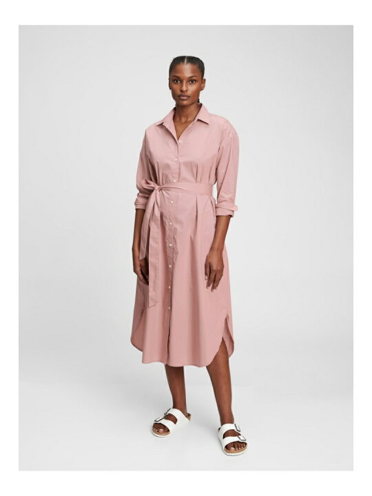 楽天市場 W ミディシャツワンピース Gap ギャップ ワンピース シャツワンピース ピンク ブラウン グレー 送料無料 Rakuten Fashion Gap ギャップ