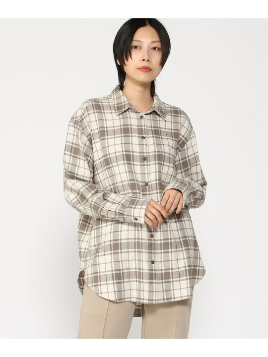 GAP フリース フランネルシャツ ブラウンチェック 係ら