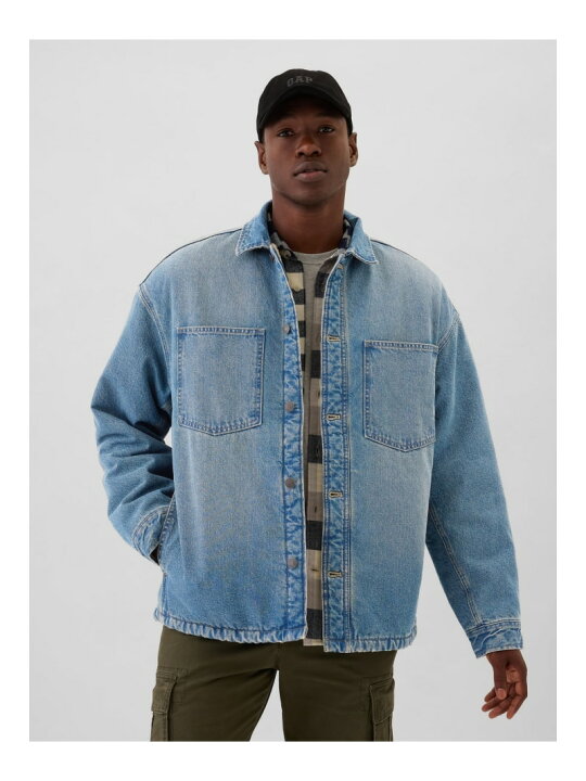 楽天市場】(M)V-SHERPA LINED DENIM SHACKET GAP ギャップ ジャケット 