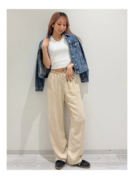 楽天市場】(W)リラックスフィット リネンブレンド ワイドパンツ GAP 