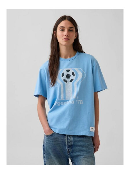 【SALE／77%OFF】(U)FIFA WORLD CUP(TM) リラックスフィット グラフィックTシャツ GAP ギャップ トップス カットソー・Tシャツ グレー ブラック イエロー ブルー ホワイト【RBA_E】[Rakuten Fashion]