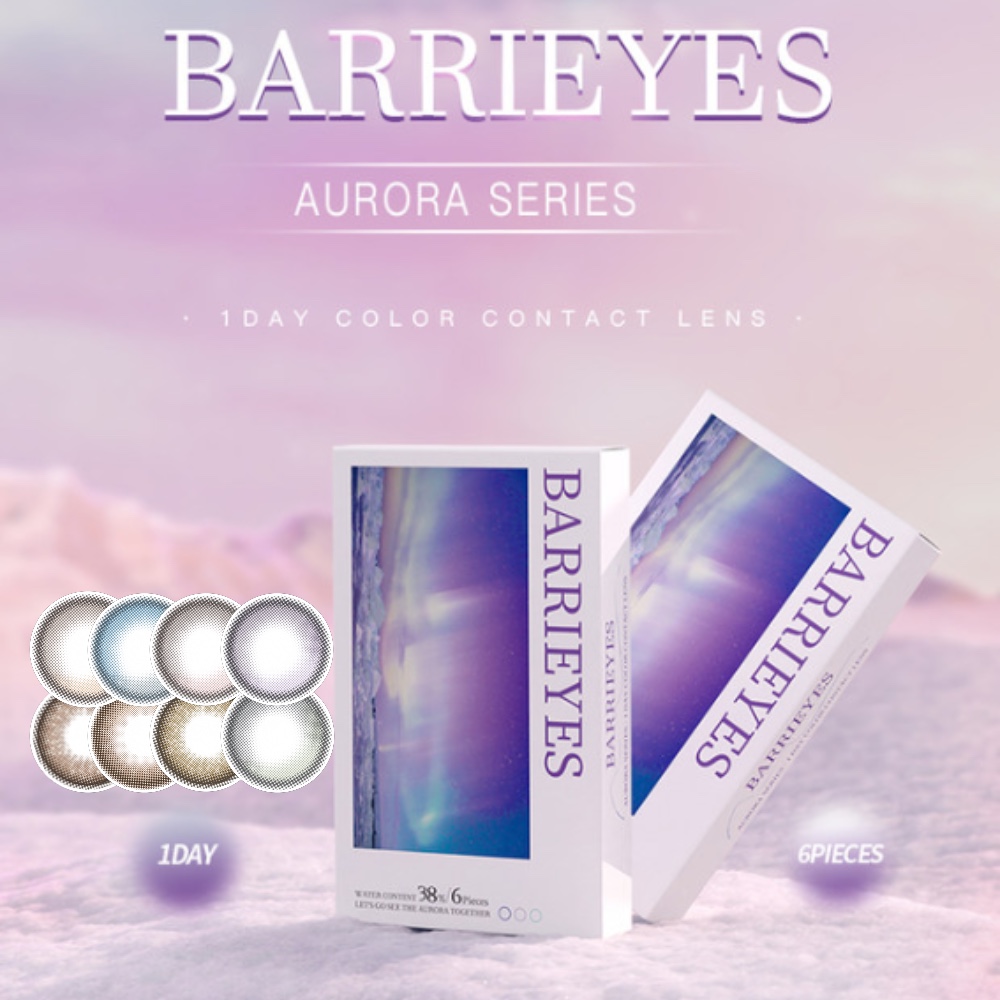 バーリーアイズ barrieyes オーロラシリーズ（1箱6枚入） 送料無料 カラコン ワンデー カラーコンタクトレンズ 度あり 度なし 14.5mm 14.0mm 14.2mm 使い捨て 1日 1day