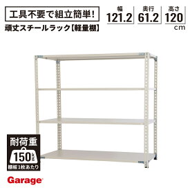 【P最大20倍◆4/24 22:00～5/2 9:59】頑丈スチール ラック 4段 奥行61.2cm 高さ120cm 幅121.2cm (棚板耐荷重150kg 物品 収納 棚 オープンラック 大容量 大量収納 軽量ラック 軽量棚 業務用 インダストリアル 倉庫 日本製 PLUS プラス 店舗什器 シンプル)