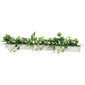 ★ミックスリーフ デザインポット 幅92cm 奥行18cm ( フェイクグリーン 観葉植物 オフィスグリーン お祝い 開店 開業祝い 新築祝い 引っ越し祝い インテリア シンプル ギフト ワンポイント 壁掛け 卓上 おしゃれ ホワイト 小物 納涼 )