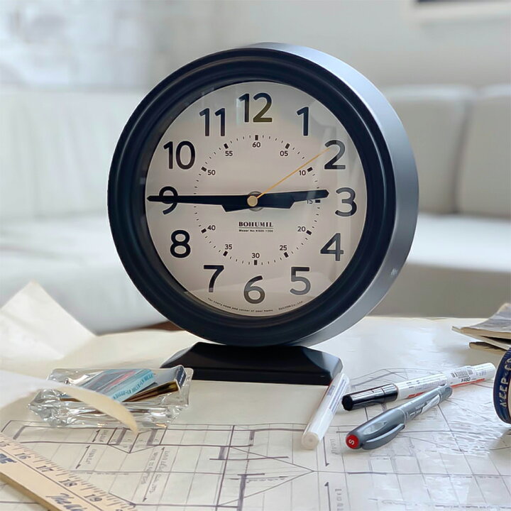 楽天市場 ボフミル クロック 置き時計 目覚まし時計 おしゃれ 時計 テーブルクロック 子供部屋 勉強机 学習机 卓上時計 デザイン シンプル かっこいい 新築祝い インテリア時計 プレゼント ギフト お祝い 誕生日 アンティーク調 Dulton ダルトン 小物 ガラージ楽天