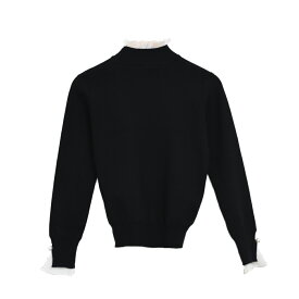 ニット トップス プリーツ ニットプルオーバー レディース ハイゲージニット ニットセーター シフォン 長袖 セーター ハイネックニット 秋 冬 キレイめ 袖フリル ハイネック オフィス 送料無料 ≪ゆうメール便配送30・代引不可≫