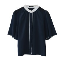 楽天市場】バイカラー ブラウス（カラーネイビー）（レディース 