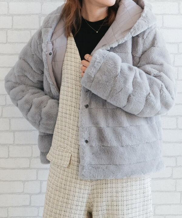 楽天市場】フェイクファー リバーシブルショートコート 冬 M L 