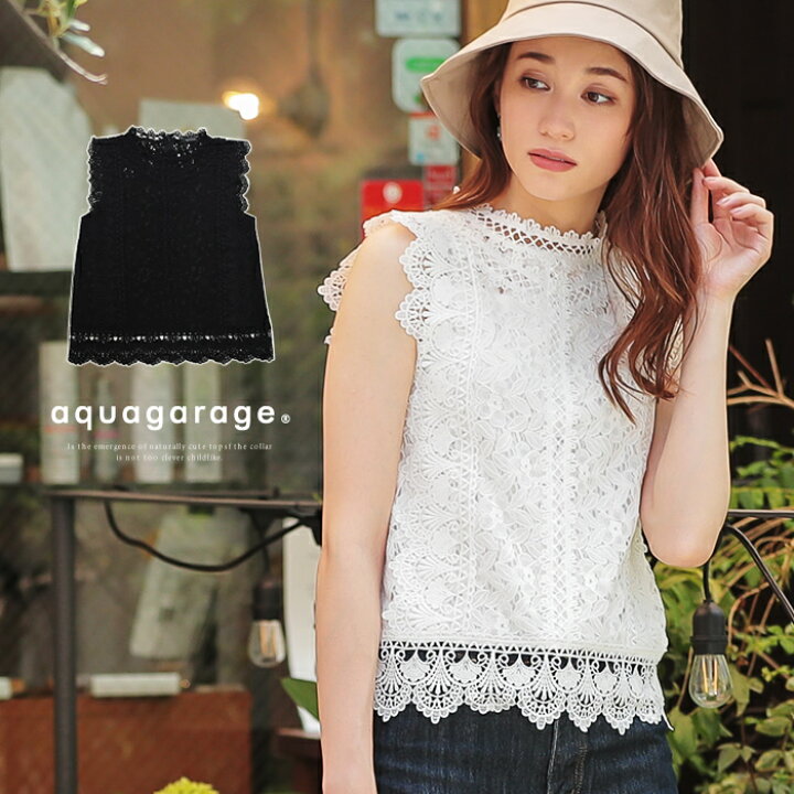 楽天市場 ブラウス送料無料 ブラウス レース トップス レディース ノースリーブ 春 夏 シアー素材 ゆうメール便配送 代引不可 Aquagarage アクアガレージ