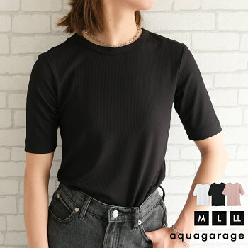 リブクルーネックTシャツ