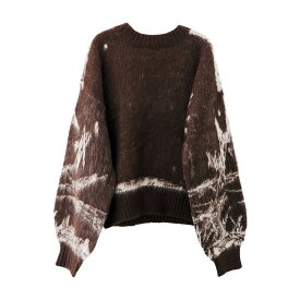 ニュアンス柄ニットトップス 秋 冬 M レディース