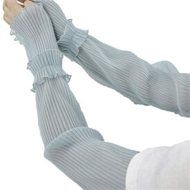 アームカバー おしゃれ ロング プリーツ フリル レース レディース フリー 無地 メール便 UV対策 日よけ 日焼け対策 指無し