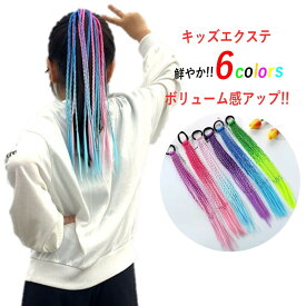 ダンス エクステ キッズ ヘアスタイル 髪型 簡単 ボリューム 鮮やか ヘアゴム カラフル ヘアアクセサリー ヒップホップ ファッション 三つ編み こども 目立つ