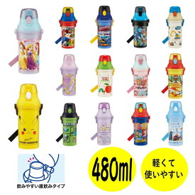 水筒 子供 直飲み プラスチック マグ キッズ キャラクター 水筒 軽量 ワンプッシュ 480ml スケーター ランチグッズ 遠足 保育園 幼稚園 小学校 お弁当 日本製