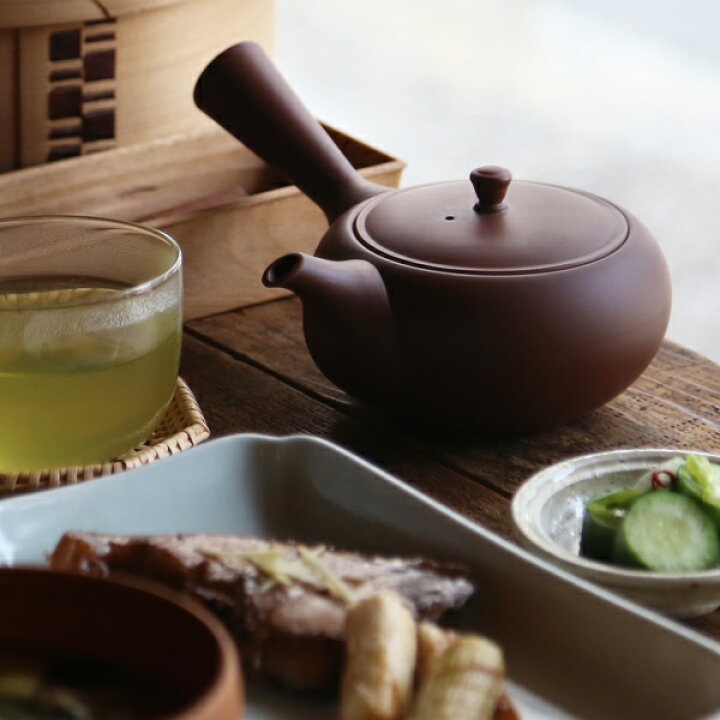 常滑焼 朱泥横手急須 茶器 茶道具 渡辺千洞 銘 在銘 煎茶道具