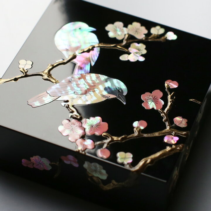 楽天市場】ジュエリーボックス 小箱 螺鈿の宝石箱 梅に樫鳥（かしどり 