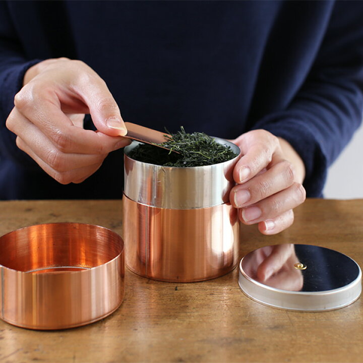 楽天市場】茶筒 開化堂 銅製 取込盆用120g 国産一番荒茶50gセット 