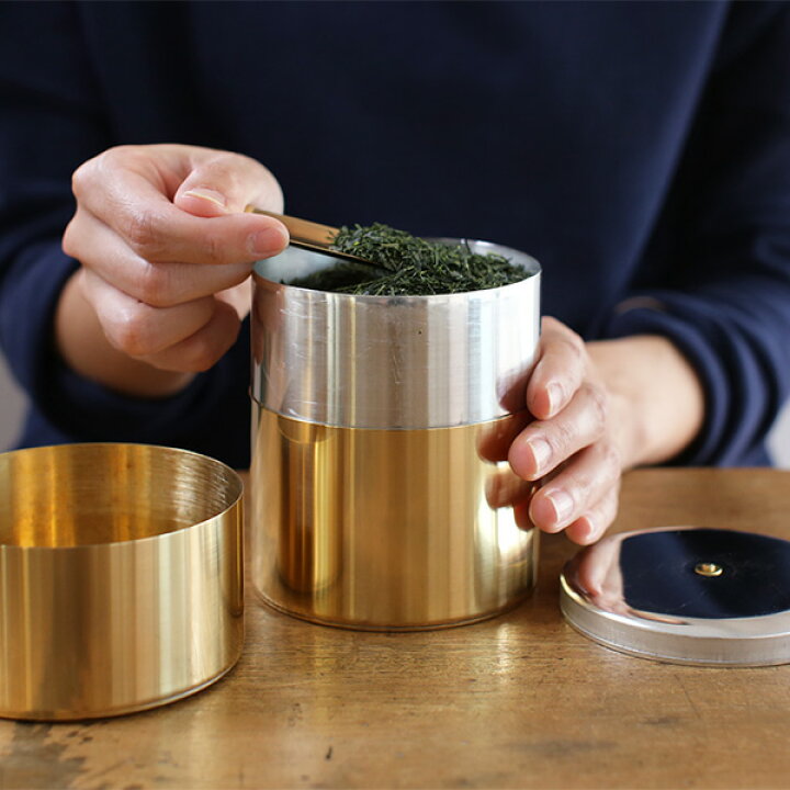 楽天市場】茶筒 開化堂 真鍮製 平型200g 国産一番荒茶50gセット 結婚 