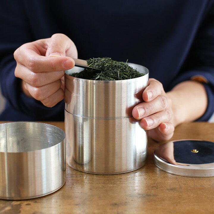 楽天市場】茶筒 開化堂 ブリキ製 平型200g 国産一番荒茶50gセット 