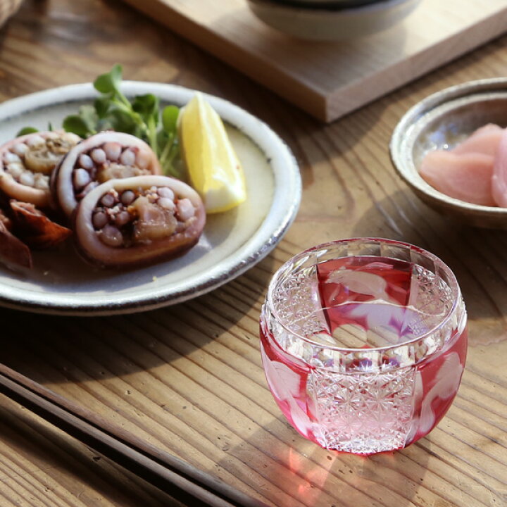 楽天市場】江戸切子 金魚の酒杯 金赤 グラヴィール 堀口硝子 ぐい呑み 