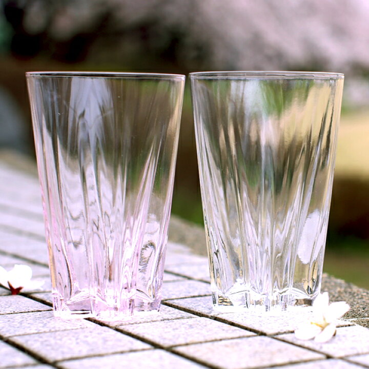楽天市場 100 サクラサクグラス Sakurasaku Glass Tumbler タンブラー 紅白ペア さくらさくグラス 酒器 ビールグラス ビアカップ がらんどう