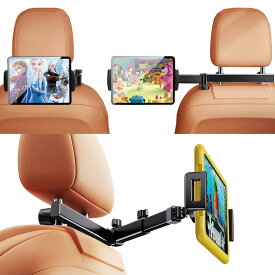タブレット ホルダー ヘッドレスト ipad 車載ホルダー スタンド 伸縮アーム 後部座席 スマホホルダー ヘッドレスト バーの適用幅範囲1cm-16cm 4.9-12.9インチ対応 iPad Pro/Air Mini用