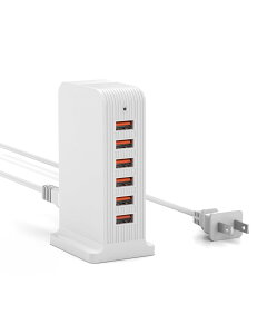 USB 急速充電器 USBコンセン タワー式 6ポート 50W 10A 出力自動判別機能 電源タップ PSE認証 iPhone&Android各種対応