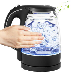 【2024新登場・二重構造】 電気ケトル ガラス やけど防止 無臭 無害 1.0L ケトル 中身が見やすい LEDライト付き 自動電源オフ 空焚き防止機能 湯沸かし お手入れ簡単 新生活 PSE認証済み 日本語