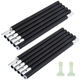 アルミポール タープポール 直径19MM 2本セット 蓄光保護キャップ 最長204cm 6節連結 軽量 コンパクト 持ち運び便利 アルマイト加工 収納バッグ付き テント タープ バイク/自転車キャンプ