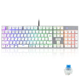 ���J�j�J�����Q�[�~���O�L�[�{�[�h �Ԏ��E�����̗p �t���T�C�Y109�L�[ Type-C USB�L���ڑ� �S�L�[�h�Փ� RGB����LED�o�b�N���C�g�t�� Windows/Mac OS�Ή� �I�t�B�X/�Q�[���pJP�z��L�[�{�[�h