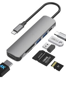 USB C �n�u 6-in-1 Lvdou �A�_�v�^�b100W PD�[�d�Ή��E4K 60Hz HDMI�EMicroSD/SD�J�[�h���[�_�[���ځbMacBook Pro/Air, iPad Pro, iPhone 15/16, Surface Pro, Switch2/Switch, Galaxy Book, Chromebook�Ή� �m�[�gPC/�^�u���b�g�p