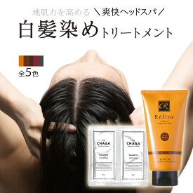 白髪染め メンズ レフィーネ ヘッドスパ トリートメント カラー 140g R2 + 薬用 スカルプシャンプー 5ml×2包 セット 男性用 ヘアカラートリートメント カラートリートメント ヘアカラー 頭皮ケア 白髪 カラー コンディショナー