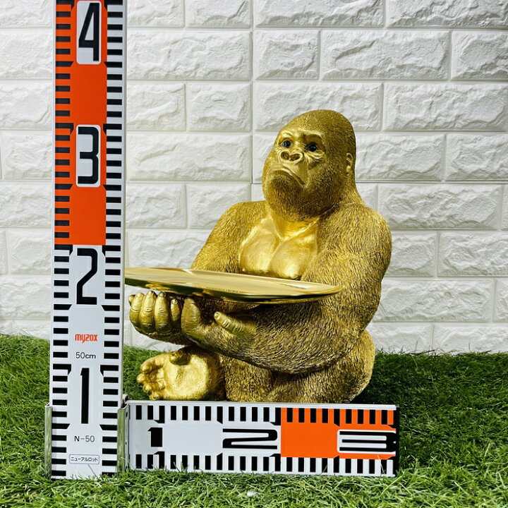 楽天市場】金ゴリラの置物 小物置き トレー台付き 巨大ゴールデン 