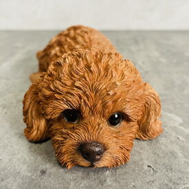 かわいい 犬 置物 うつ伏せトイプードル ブラウン 玄関 動物 おしゃれ トイレ 贈り物 可愛い インテリア ガーデンオーナメント 玄関先 卓上 雑貨 プレゼント ギフト ガーデニング