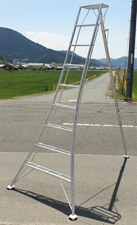 楽天市場】園芸用アルミ三脚 9尺 約2.7m 270cm シンセイ ステップ付 足 