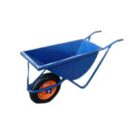 幅の狭い一輪車　紺色深型　一輪車　ネコ
