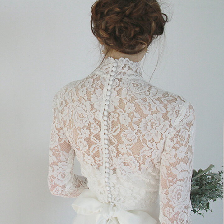 楽天市場 ウエディングドレス 長袖 ウエディングボレロ単品 繊細な総レースの ハイネック 長袖ボレロ ウエディング 結婚式 二次会 パーティー 演奏会などに羽織物の定番 オフホワイト 長袖 ウエディングボレロ キャサリンボレロ Garden Of Grace
